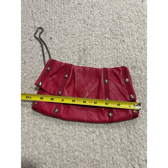 Henri Bendel Pebbled Leather Studded Wristlet Red - Picture 7 of 10